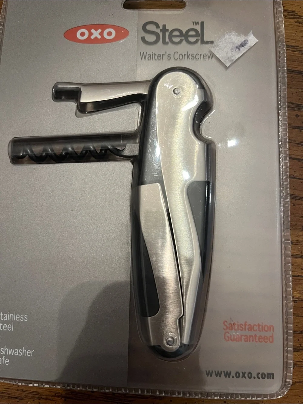 OXO Steel Double Lever Corkscrew - Silver and Black
